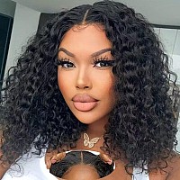 Srakuw Wear And Go Glueless Wigs Human Hair Pre Plucked Pre Cut Lace Front Wigs For Black Women 180 Density Water Wave Bob Wig