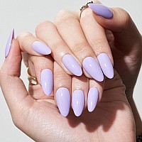 Glamermaid Press On Nails Medium Almond Handmade Light Purple Nail Polish Glue On Nails 24Pcs Short Stiletto Acrylic False Nai