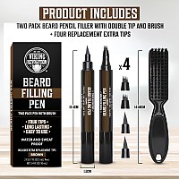 Viking Revolution Beard Pen 2 Pack Brown Beard Pencil Filler For Men Lapiz Para Barba De Hombre Beard Filler For Men Water