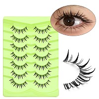 Outopen 7 Pairs Manga Lashes With Clear Band Japanese Anime Cosplay Eyelashes Spiky Wet Look Lashes 12Mm Asian False Eyelashes C