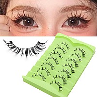 Outopen 7 Pairs Manga Lashes With Clear Band Japanese Anime Cosplay Eyelashes Spiky Wet Look Lashes 12Mm Asian False Eyelashes C