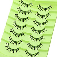 Outopen 7 Pairs Manga Lashes With Clear Band Japanese Anime Cosplay Eyelashes Spiky Wet Look Lashes 12Mm Asian False Eyelashes C