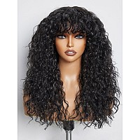 Gorgius Shaggy Haircuts Natural Black Curly Wig With Bangs Crafted With Stylearchive Technology Premium Fiber Remy Human Hai