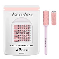 Melodysusie 50 Pcs Nail Drill Bits Small Sanding Bands With 31Mm Mandrel Bit 240 Extreme Fine Grit Nail File For Acrylic Nails