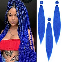 Braiding Hair Pre Stretched 3 Packs Prestretched Braiding Hair 26 Inch Ombre Braiding Hair Itch Free Azure Blue Yaki Synthetic