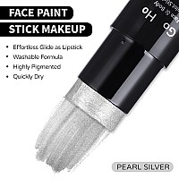 Go Ho Pearl Silver Face Body Paint Stickwater Based Washable Silver Face Paint Sticknontoxic Fullcoverage Cream Silver Body