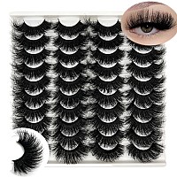 Ifsowdra Mink Lashes Wispy 20Mm 3D Volume Full Dramatic Lashes Mink D Curl Strip Lashes That Look Like Extensions Long Eye Lashe