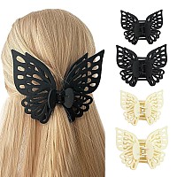 Wachll Butterfly Claw Clips For Womens Hair Matte Medium And Big Cute Clips For Thick Hair 4Pcs