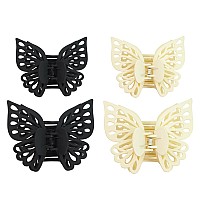 Wachll Butterfly Claw Clips For Womens Hair Matte Medium And Big Cute Clips For Thick Hair 4Pcs