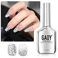 Gaoy Glitter Gel Nail Polish 16Ml Silver Sparkly Gel Polish Diamond Shiny Glitter Uv Gel For Nail Art Soak Off Nail Polish Ho