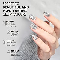 Gaoy Glitter Gel Nail Polish 16Ml Silver Sparkly Gel Polish Diamond Shiny Glitter Uv Gel For Nail Art Soak Off Nail Polish Ho