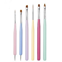 Gembityful Nail Art Brushes 6Pcs Painting Nail Brushes Nail Art Liner Brushes And Nail Art Dotting Pens For Salon