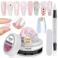 Mizhse Solid Builder Gel For Nails Mermaid Pearl 1Oz Hard Gel Builder Non Sticky Nail Extension Gel Long Lasting Modeling Gel B