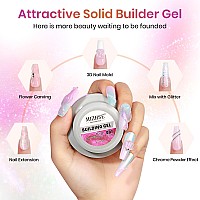 Mizhse Solid Builder Gel For Nails Mermaid Pearl 1Oz Hard Gel Builder Non Sticky Nail Extension Gel Long Lasting Modeling Gel B