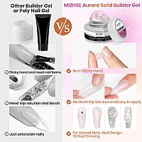 Mizhse Solid Builder Gel For Nails Mermaid Pearl 1Oz Hard Gel Builder Non Sticky Nail Extension Gel Long Lasting Modeling Gel B