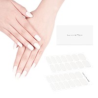 Danni Toni Semi Cured Gel Nail Strips Grey White Moonlit Frost Gel Nail Polish Stickers Glossy Glazed Nail Wraps 28 Stickers