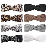 Huachi 8Pcs Boho Style Hairband For Women Fashion Twist Headbands For Hair Soft Elastic Hair Bands For Teen Girls Cute Hair Acce