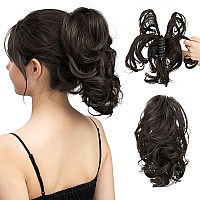 Cjl Hair Claw Clip Short Ponytail Hair Extensions Bendable Metals Messy Bun Hair Piece Wavy Curly Fake Hairpieces Black Brown