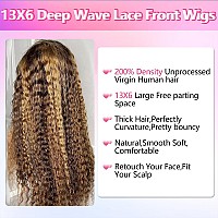 Blomas Highlight Ombre 13X6 Lace Front Wig Human Hair Pre Plucked Hd Transparent 427 Honey Lace Frontal Wigs With Baby Hair 200