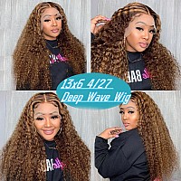 30Inch Highlight Lace Front Wigs Human Hair 180 Density Deep Curly Ombre Honey Blonde 427 13X6 Hd Transparent Lace Front Wig