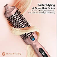 Terviiix Thermal Brush Get Blowout Look, Quick Heating Hot Brush, Ceramic Tourmaline Ionic Curling Brush, Heated Curling Iron, Digital Display 9 Temperatures Curling Wand, Dual Voltage, 1.5 Inch