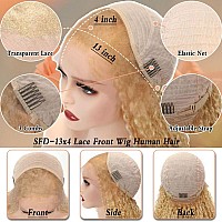 Sfd Honey Blonde Curly Lace Front Wigs Human Hair 13X4 Hd Lace Blonde Deep Wave Human Hair Wig 150 Density Pre Plucked 27 Colo