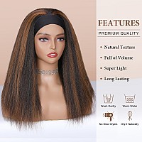 Wignee Kinky Curly Headband Wigs For Women Yaki Straight Wigs With Black Headband For Black Women 2A30 Highlights 18 Inch