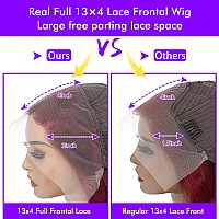 Fashion Plus 34 Inch Full 13X4 99J Lace Front Wigs Human Hair Pre Plucked 180 Density Hd Transparent Burgundy Loose Wave Lace F