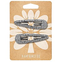 Kanprincess 2Pcs 24Inch Rhinestone Snap Hair Accessories Barrettes For Women Girls Bridal Wedding Party Prom Black