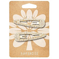 Kanprincess Hair Clip 2Pcs 24Inch Rhinestone Hair Clips Gold Hair Clips Rhinestone Hair Accessories Hair Barrettes For Wome