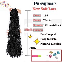 Paraglame Soft Locs 28 Inch New Faux Locs Crochet Hair 7 Packs Pre Looped Crochet Locs Synthetic Hair Natural Black For Women28