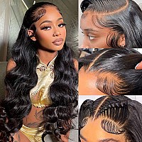 Vroosar 32 Inch Body Wave Lace Front Wigs Human Hair 13X4 Hd Transparent Lace Frontal Wig Pre Plucked Bleached Knots With Baby H