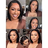 Nadula Bye Bye Knots Glueless Yaki Straight Bob 7X5 Lace Front Wigs Human Hair Pre Plucked Invisible Knots Pre Everything 3S Rea