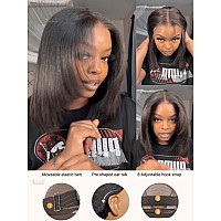 Nadula Bye Bye Knots Glueless Yaki Straight Bob 7X5 Lace Front Wigs Human Hair Pre Plucked Invisible Knots Pre Everything 3S Rea