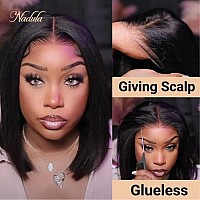 Nadula Bye Bye Knots Glueless Yaki Straight Bob 7X5 Lace Front Wigs Human Hair Pre Plucked Invisible Knots Pre Everything 3S Rea