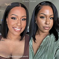 Nadula Bye Bye Knots Glueless Yaki Straight Bob 7X5 Lace Front Wigs Human Hair Pre Plucked Invisible Knots Pre Everything 3S Rea