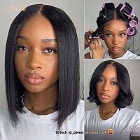 Nadula Bye Bye Knots Glueless Yaki Straight Bob 7X5 Lace Front Wigs Human Hair Pre Plucked Invisible Knots Pre Everything 3S Rea