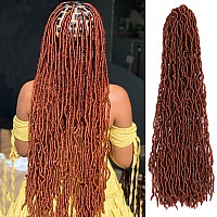 Paraglame 7 Packs Ginger Soft Locs 28 Inch New Faux Locs Crochet Hair 350 Color Prelooped Curly Wavy Soft Locs New Goddess Fau