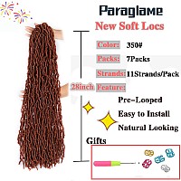 Paraglame 7 Packs Ginger Soft Locs 28 Inch New Faux Locs Crochet Hair 350 Color Prelooped Curly Wavy Soft Locs New Goddess Fau