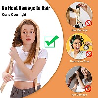 Heatless Overnight Curling Set For Long Hair Velvet Rollers Headband Comb Clips Scrunchie Bottle 6 Pieces In Khaki For W