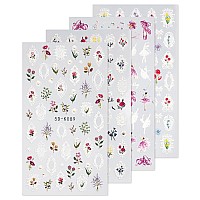 Haiidoak Baroque Style Floral 5D Embossed Nail Art Stickers Colorful Flower Decals Nail Art Design Selfadhesive Nail Supplies