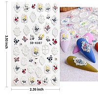 Haiidoak Baroque Style Floral 5D Embossed Nail Art Stickers Colorful Flower Decals Nail Art Design Selfadhesive Nail Supplies