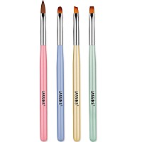 Jassins Nail Art Clean Up Brushes 4 Pcs Gel Nail Brushesfor Nail Art Design Painting Diy And Cleaning Polish Mistake On The Cu