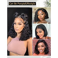 Ygqwd Short Black Curly Bob Lace Front Wigs With Baby Hair For Black Women Human Hair Pre Plucked 13X4 Lace Frontal Brazilian Vi