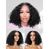 Ygqwd Short Black Curly Bob Lace Front Wigs With Baby Hair For Black Women Human Hair Pre Plucked 13X4 Lace Frontal Brazilian Vi