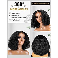 Ygqwd Short Black Curly Bob Lace Front Wigs With Baby Hair For Black Women Human Hair Pre Plucked 13X4 Lace Frontal Brazilian Vi