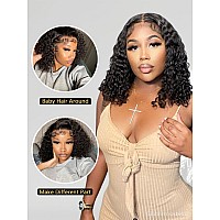 Ygqwd Short Black Curly Bob Lace Front Wigs With Baby Hair For Black Women Human Hair Pre Plucked 13X4 Lace Frontal Brazilian Vi