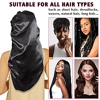 2Pcs Bonnets For Black Women Braid Bonnet Large Long Satin Bonnet For Braids Silk Bonnet With Stretchy Tie Band Sleep Cap Hair