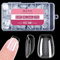 Mekk Short Coffin Nail Tips 240Pcs Coffin Nails Tips Soft Gel Coffin Nail Tips Full Cover Nail Tips Half Matte Nail Extension Ti