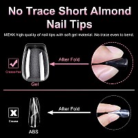 Mekk Short Coffin Nail Tips 240Pcs Coffin Nails Tips Soft Gel Coffin Nail Tips Full Cover Nail Tips Half Matte Nail Extension Ti